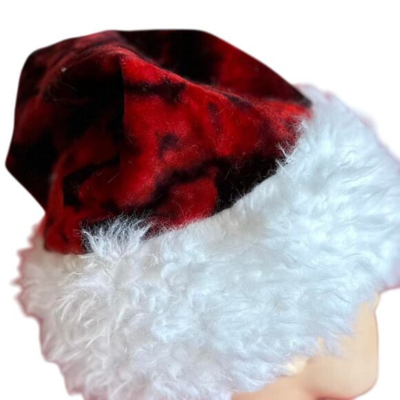 Santa Hat Red Tie Dye Handmade Hippy Christmas Holiday Wear Festive Head Gear - Picture 5 of 7
